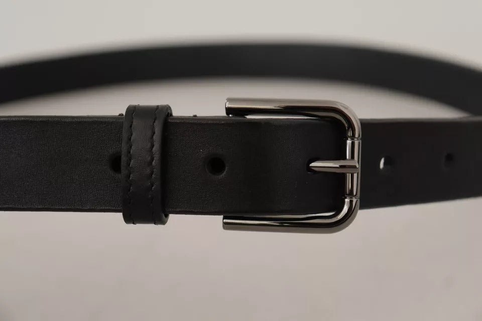 Dolce & Gabbana Black Calf Leather Classic Metal Logo Buckle Belt Dolce & Gabbana