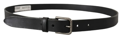 Dolce & Gabbana Black Calf Leather Classic Metal Logo Buckle Belt Dolce & Gabbana