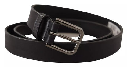 Dolce & Gabbana Black Calf Leather Classic Metal Logo Buckle Belt Dolce & Gabbana