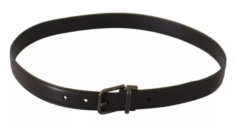 Dolce & Gabbana Black Calf Leather Antique Buckle Men Belt Dolce & Gabbana