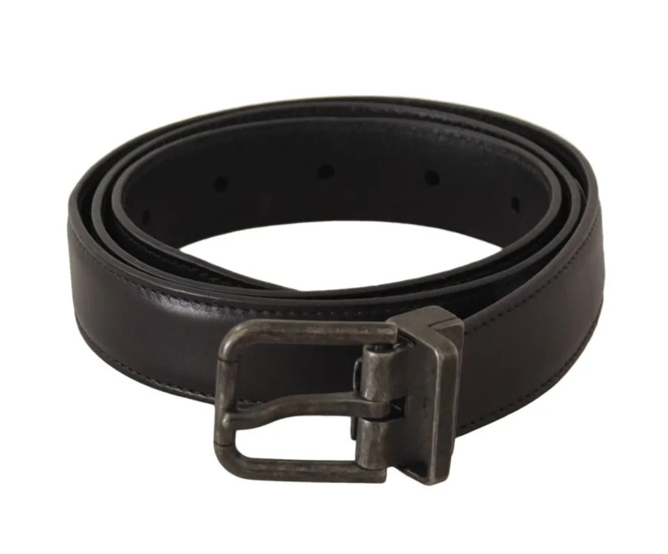 Dolce & Gabbana Black Calf Leather Antique Buckle Men Belt