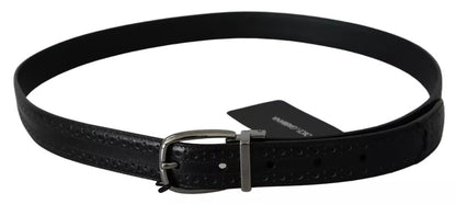 Dolce & Gabbana Black Leather Silver Metal Buckle Classic Belt Dolce & Gabbana