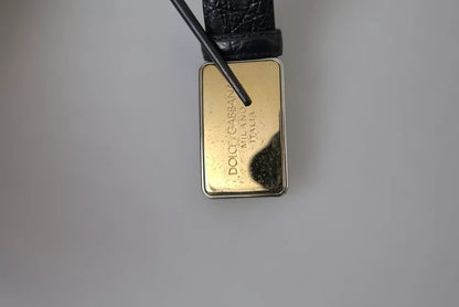 Dolce & Gabbana Black Exotic Leather Gold Metal Buckle Belt Dolce & Gabbana