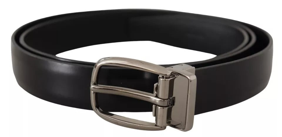 Dolce & Gabbana Black Classic Leather Chrome Metal Buckle Belt Dolce & Gabbana