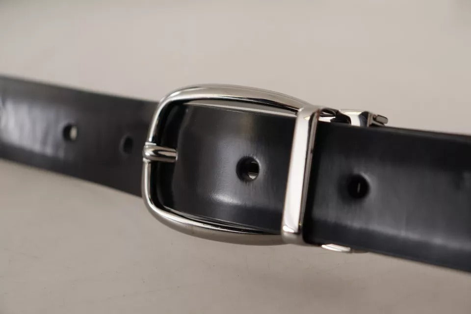 Dolce & Gabbana Black Classic Leather Chrome Metal Buckle Belt Dolce & Gabbana