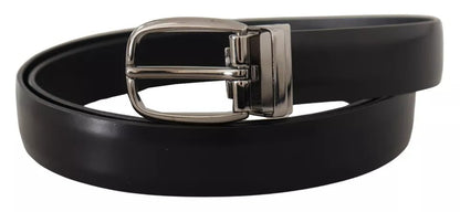 Dolce & Gabbana Black Classic Leather Chrome Metal Buckle Belt Dolce & Gabbana