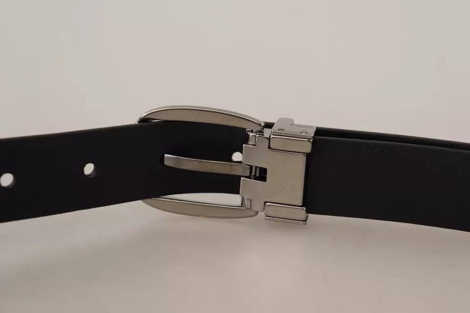 Dolce & Gabbana Black Classic Leather Chrome Metal Buckle Belt Dolce & Gabbana