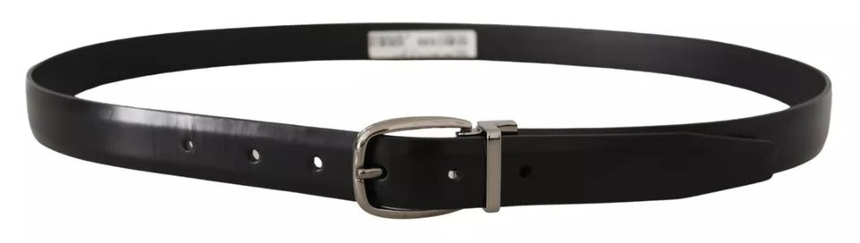 Dolce & Gabbana Black Classic Leather Chrome Metal Buckle Belt Dolce & Gabbana