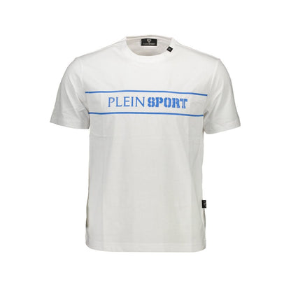 Plein Sport Elevated White Cotton Tee with Signature Details Plein Sport