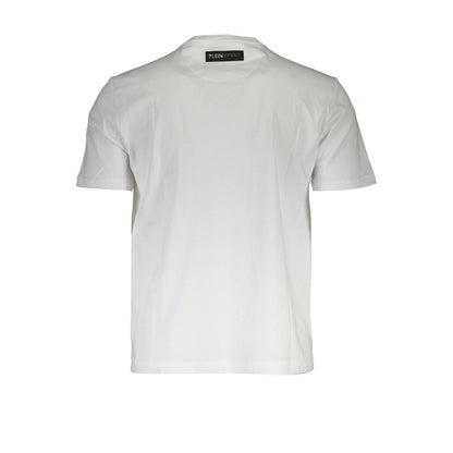 Plein Sport Crisp White Cotton Crew Neck Tee with Print Plein Sport