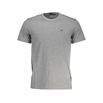 Napapijri Embroidered Logo Gray Cotton T-Shirt Napapijri