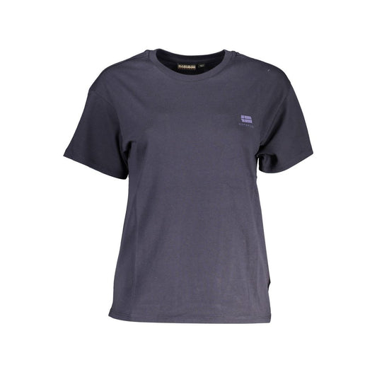 Napapijri Blue Embroidered Logo Tee with Chic Appeal Napapijri