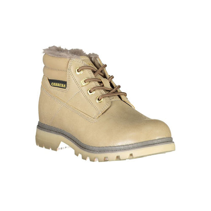 Carrera Beige Lace-Up Boots with Contrast Details Carrera