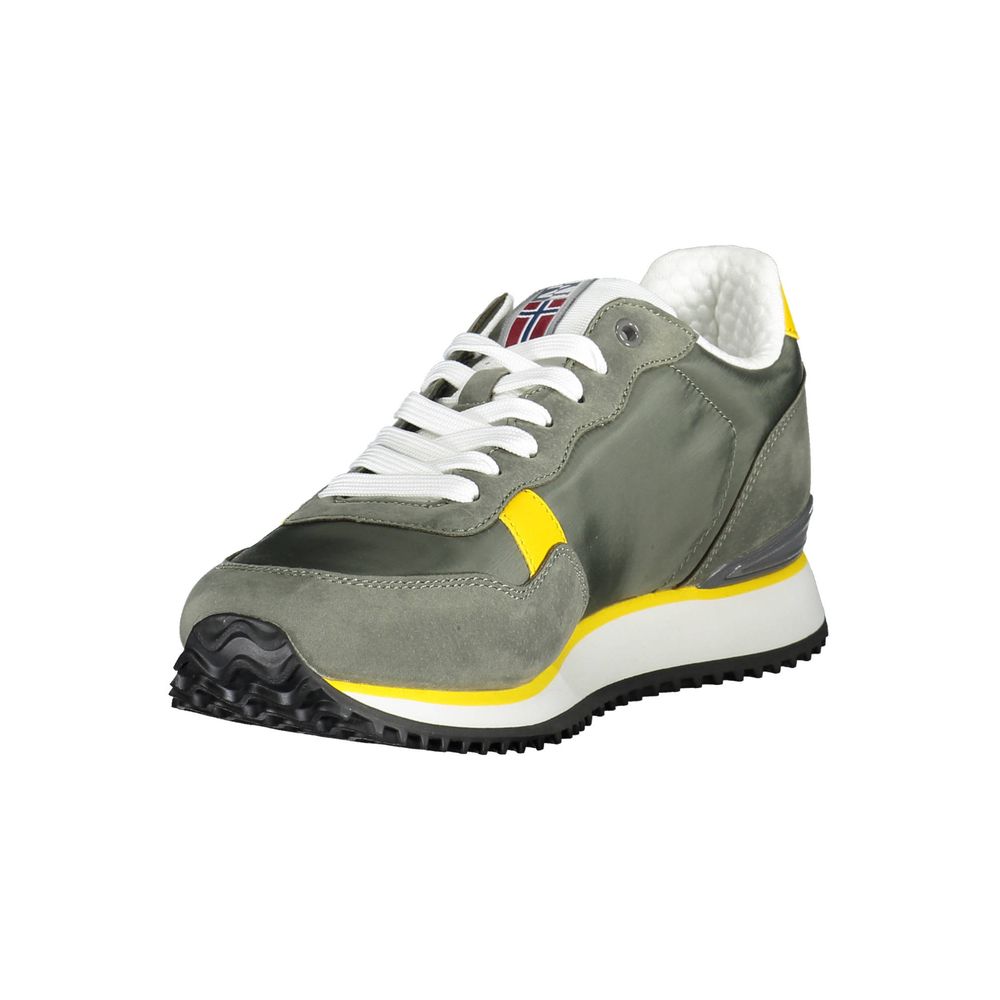 Napapijri Chic Green Lace-Up Sneakers with Logo Detail Napapijri