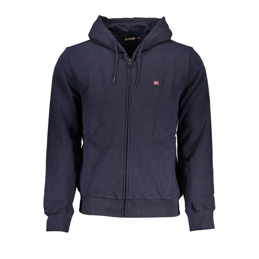 Napapijri Classic Blue Hooded Sweatshirt with Embroidery Napapijri