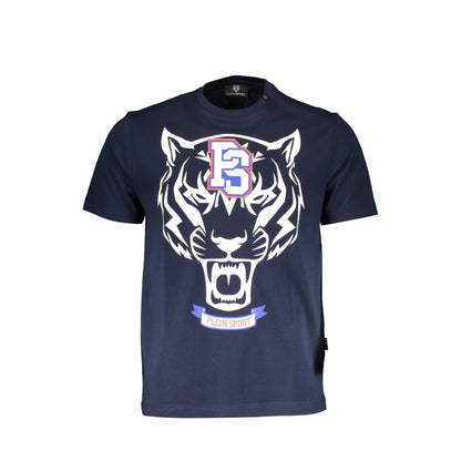 Plein Sport Electric Blue Cotton Tee with Exclusive Print Plein Sport