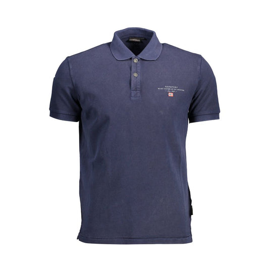 Napapijri Sophisticated Blue Cotton Polo with Embroidery Napapijri