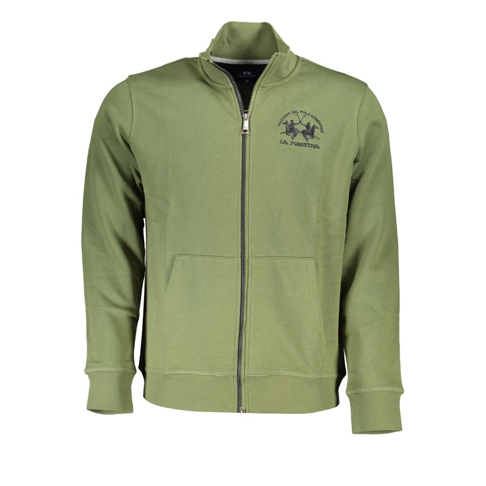 La Martina Classic Green Zippered Fleece Sweatshirt La Martina