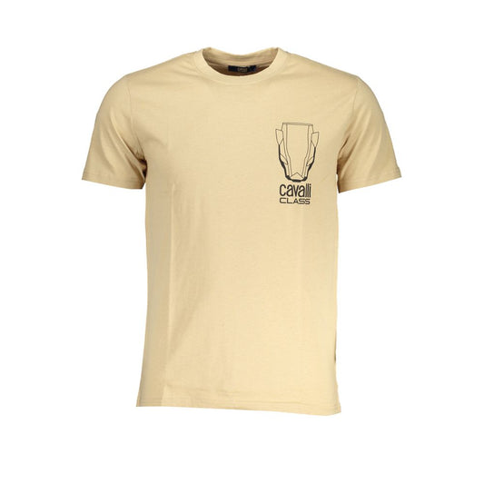 Cavalli Class Beige Cotton T-Shirt Cavalli Class