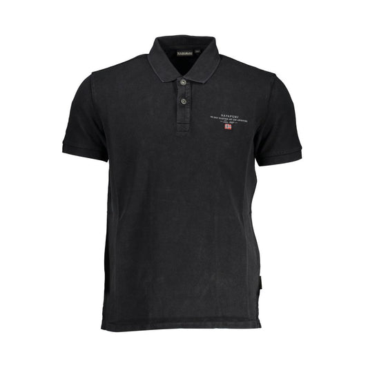 Napapijri Classic Black Embroidered Polo Shirt Napapijri