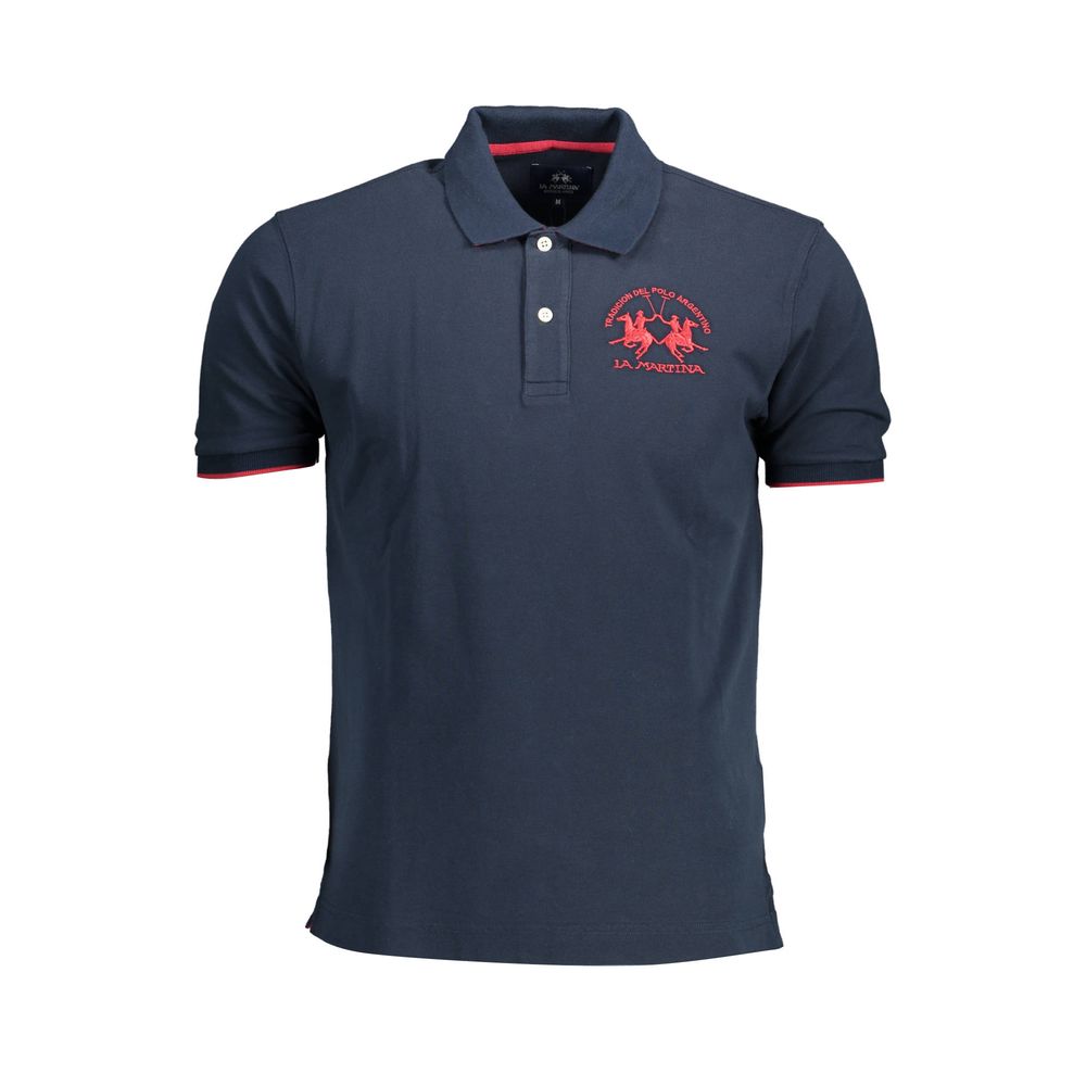 La Martina Dashing Blue Polo Shirt with Elegant Embroidery La Martina