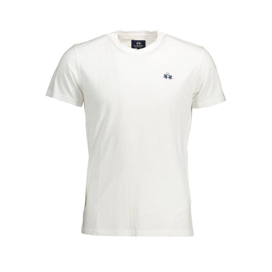 La Martina Elegant White Embroidered Tee for Men La Martina