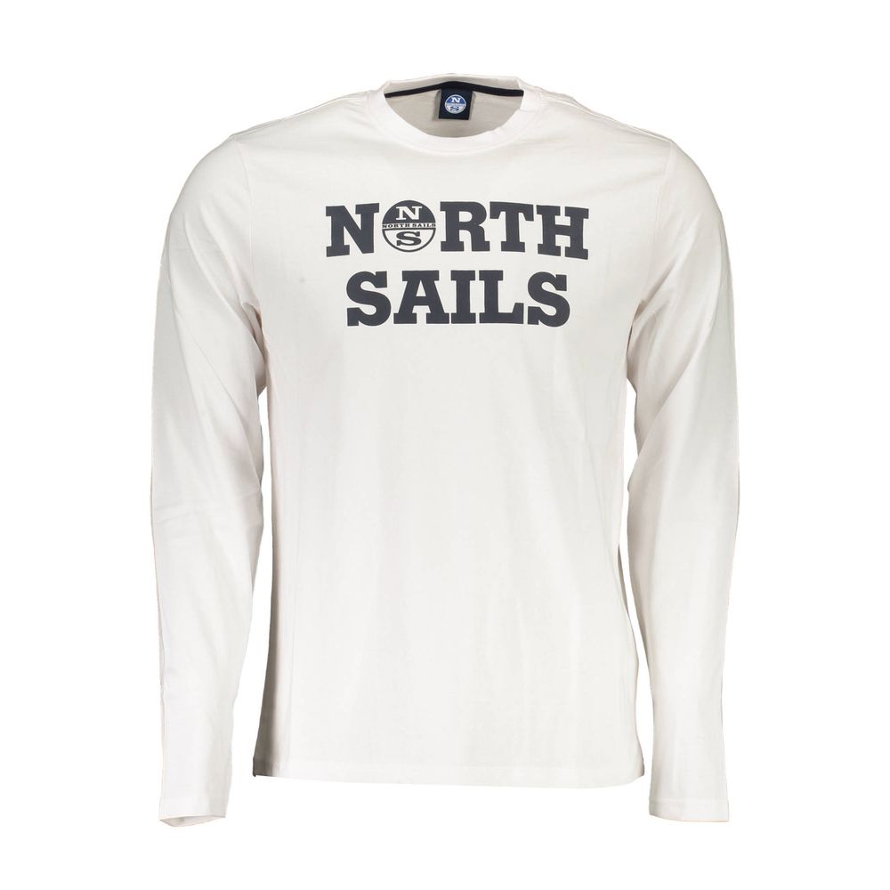 North Sails Sleek White Cotton T-Shirt with Stylish Print North Sails