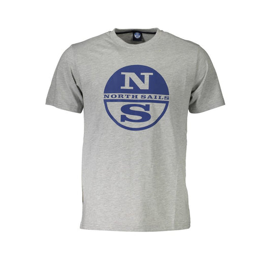 North Sails Sleek Gray Cotton T-Shirt with Iconic Print North Sails