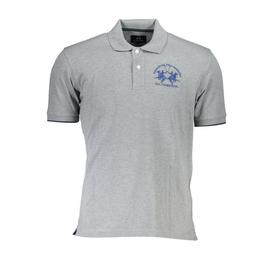 La Martina Elegant Gray Polo with Contrasting Details La Martina