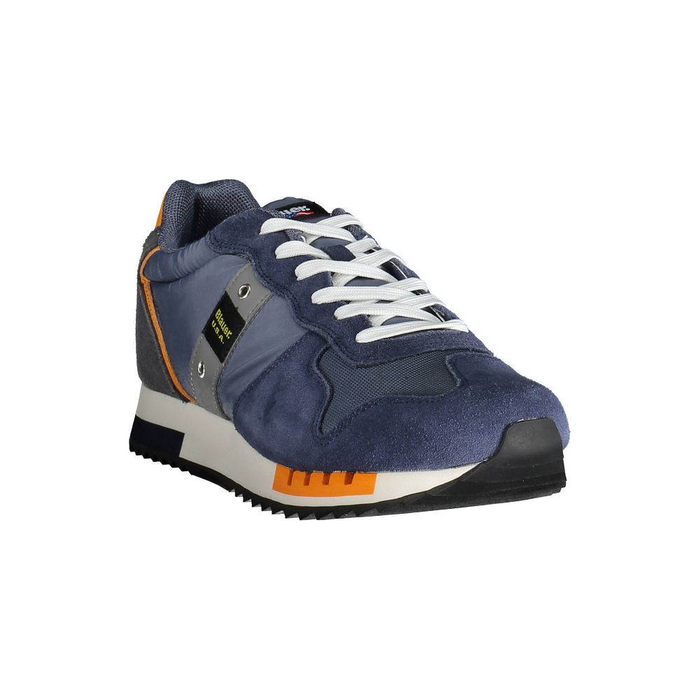 Blauer Elegant Blue Lace-up Sneakers with Contrast Details Blauer