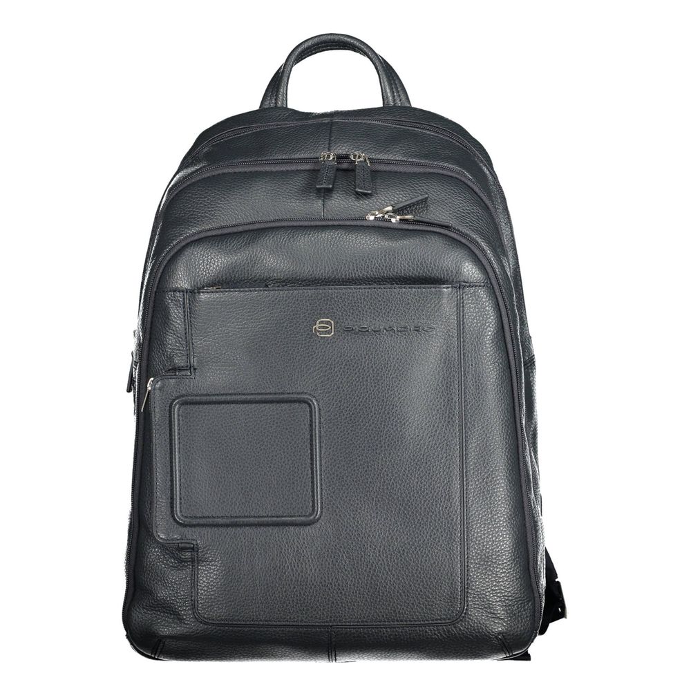 Piquadro Sleek Blue Leather Backpack with Laptop Compartment Piquadro