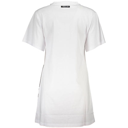 Cavalli Class Elegant White Cotton Dress with Designer Print Cavalli Class