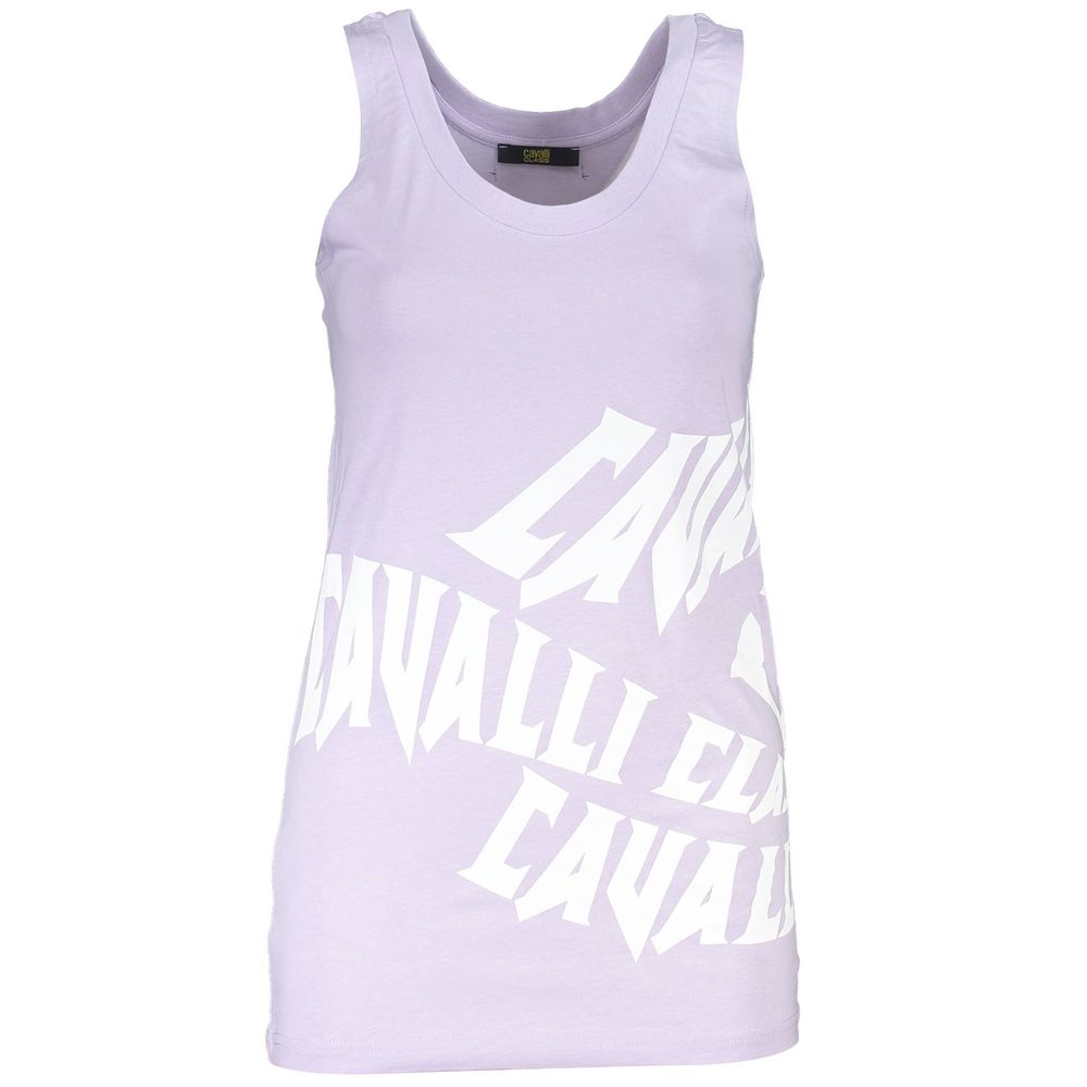 Cavalli Class Elegant Purple Round Neckline Tank Top Cavalli Class