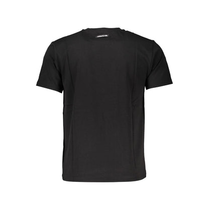 Cavalli Class Elegant Round Neck Black Tee with Classic Print Cavalli Class