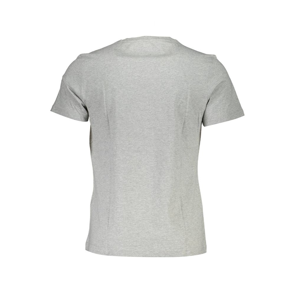 La Martina Elegant Gray Cotton Tee with Signature Print La Martina