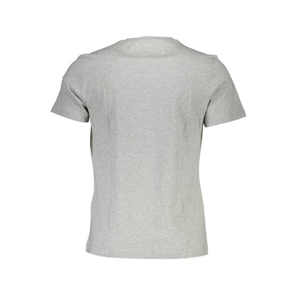 La Martina Elegant Gray Cotton Tee with Signature Print La Martina