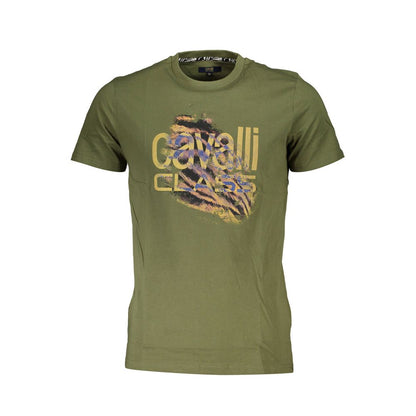 Cavalli Class Green Cotton T-Shirt Cavalli Class