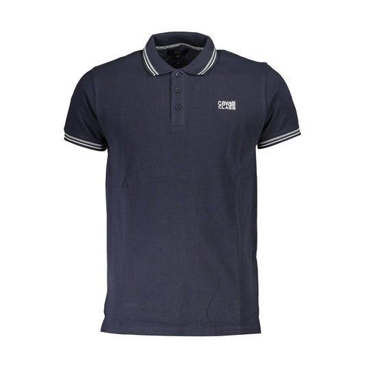 Cavalli Class Blue Cotton Polo Shirt Cavalli Class