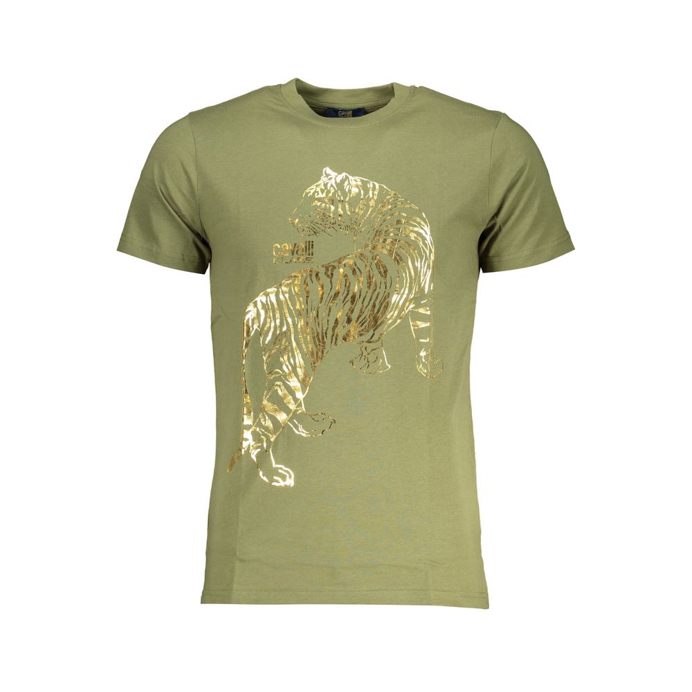 Cavalli Class Green Cotton T-Shirt Cavalli Class