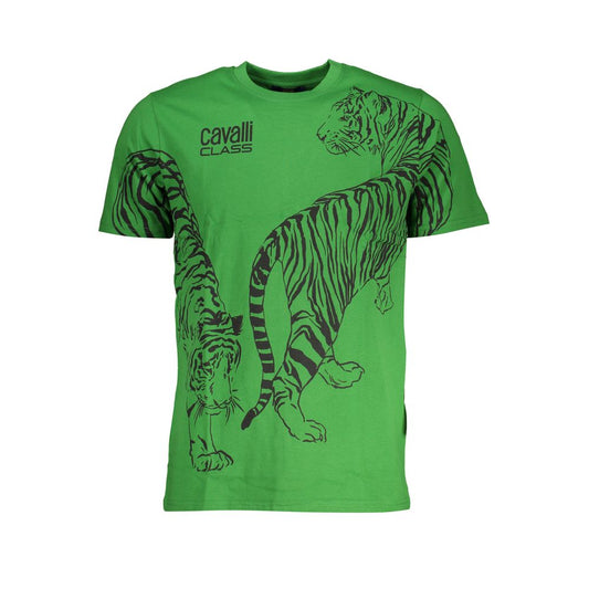 Cavalli Class Green Cotton T-Shirt Cavalli Class