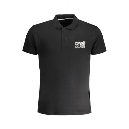 Cavalli Class Black Cotton Polo Shirt Cavalli Class