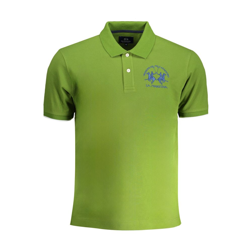 La Martina Green Cotton Polo Shirt La Martina