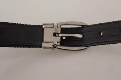 Dolce & Gabbana Black Velvet Silver Tone Metal Logo Buckle Belt Dolce & Gabbana