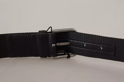 Dolce & Gabbana Blue Black Logo Print Silver Buckle Belt Dolce & Gabbana