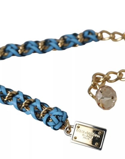 Dolce & Gabbana Blue Braided Gold Brass Chain Waist Belt Dolce & Gabbana