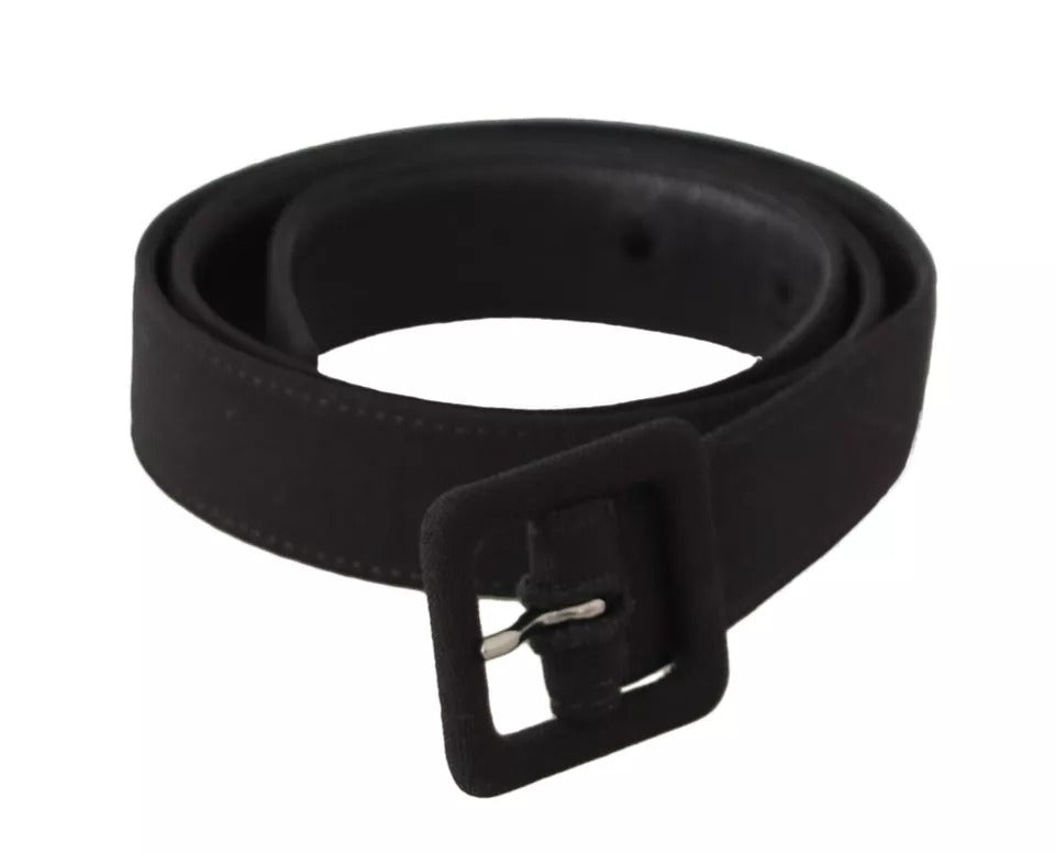 Dolce & Gabbana Black Velvet Leather Logo Waist Buckle Belt Dolce & Gabbana