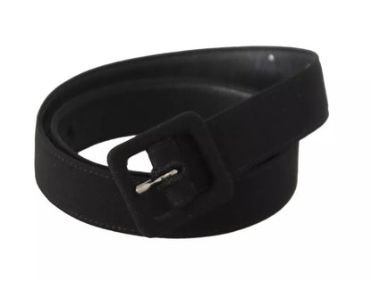 Dolce & Gabbana Black Velvet Leather Logo Waist Buckle Belt Dolce & Gabbana