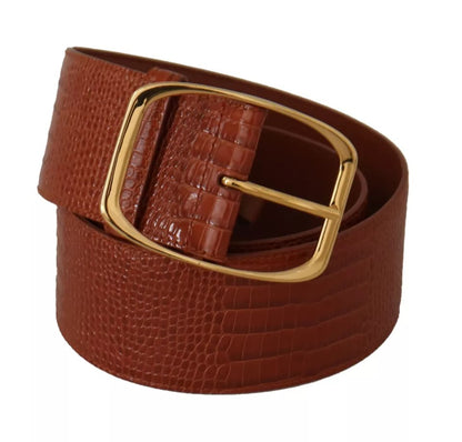 Dolce & Gabbana Brown Wide Waist Design Leather Gold Metal Buckle Belt Dolce & Gabbana