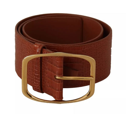 Dolce & Gabbana Brown Wide Waist Design Leather Gold Metal Buckle Belt Dolce & Gabbana