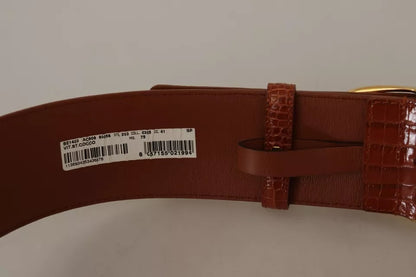 Dolce & Gabbana Brown Wide Waist Design Leather Gold Metal Buckle Belt Dolce & Gabbana